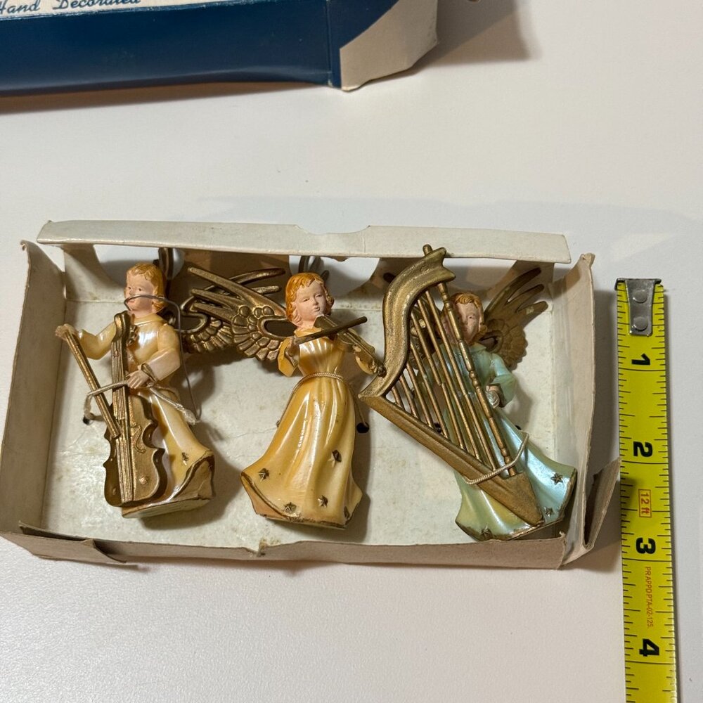 Vintage Trio Plastic Musical Christmas Angels Made Hong Kong Original Box - Picture 4 of 6